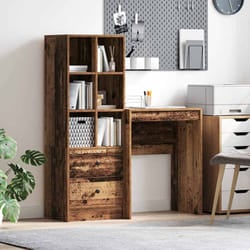 vidaXL Scrivania con Spazio di Archiviazione 2 pcs Legno vecchio