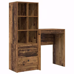vidaXL Scrivania con Spazio di Archiviazione 2 pcs Legno vecchio - Vista aggiuntiva 2