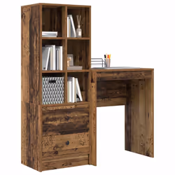 vidaXL Scrivania con Spazio di Archiviazione 2 pcs Legno vecchio - Vista aggiuntiva 3