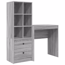 vidaXL Scrivania con Spazio di Archiviazione 2 pcs Grigio sonoma - Vista aggiuntiva 2