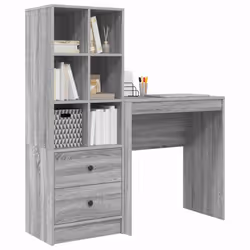 vidaXL Scrivania con Spazio di Archiviazione 2 pcs Grigio sonoma - Vista aggiuntiva 3
