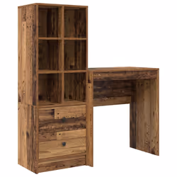 vidaXL Scrivania con Spazio di Archiviazione 2 pcs Legno vecchio - Vista aggiuntiva 2