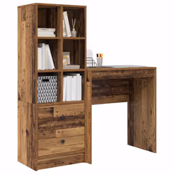 vidaXL Scrivania con Spazio di Archiviazione 2 pcs Legno vecchio - Vista aggiuntiva 3