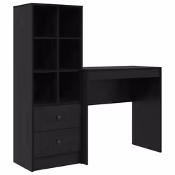 vidaXL Scrivania con Spazio di Archiviazione 2 pcs Rovere nero - Vista aggiuntiva 2