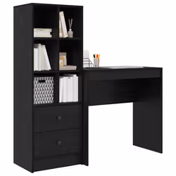 vidaXL Scrivania con Spazio di Archiviazione 2 pcs Rovere nero - Vista aggiuntiva 3