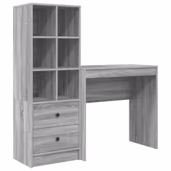 vidaXL Scrivania con Spazio di Archiviazione 2 pcs Grigio sonoma - Vista aggiuntiva 2