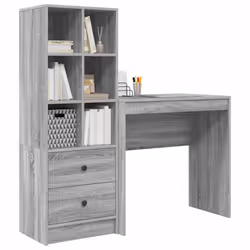 vidaXL Scrivania con Spazio di Archiviazione 2 pcs Grigio sonoma - Vista aggiuntiva 3