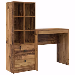 vidaXL Scrivania con Spazio di Archiviazione 2 pcs Legno vecchio - Vista aggiuntiva 2
