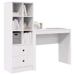 vidaXL Scrivania con Spazio di Archiviazione con cassetto 2 pcs Bianco - Vista aggiuntiva 3
