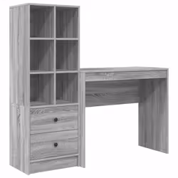 vidaXL Scrivania con Spazio di Archiviazione 2 pcs Grigio sonoma - Vista aggiuntiva 2