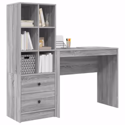 vidaXL Scrivania con Spazio di Archiviazione 2 pcs Grigio sonoma - Vista aggiuntiva 3