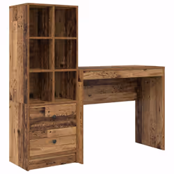 vidaXL Scrivania con Spazio di Archiviazione 2 pcs Legno vecchio - Vista aggiuntiva 2