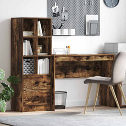 vidaXL Scrivania con Spazio di Archiviazione 2 pcs Rovere fumé