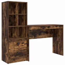 vidaXL Scrivania con Spazio di Archiviazione 2 pcs Rovere fumé - Vista aggiuntiva 2