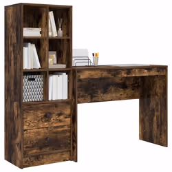 vidaXL Scrivania con Spazio di Archiviazione 2 pcs Rovere fumé - Vista aggiuntiva 3