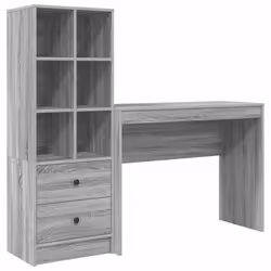 vidaXL Scrivania con Spazio di Archiviazione 2 pcs Grigio sonoma - Vista aggiuntiva 2