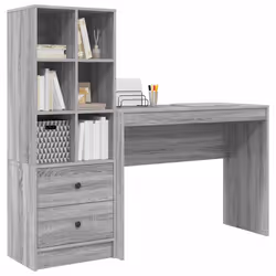 vidaXL Scrivania con Spazio di Archiviazione 2 pcs Grigio sonoma - Vista aggiuntiva 3