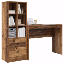 vidaXL Scrivania con Spazio di Archiviazione 2 pcs Legno vecchio - Vista aggiuntiva 3