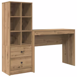 vidaXL Scrivania con Spazio di Archiviazione 2 pcs rovere artigianale - Vista aggiuntiva 2