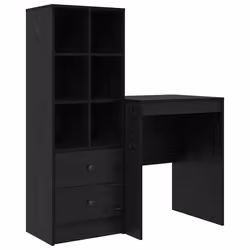 vidaXL Scrivania con Spazio di Archiviazione 2 pcs Rovere nero - Vista aggiuntiva 2