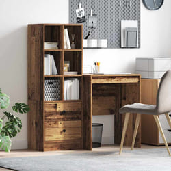 vidaXL Scrivania con Spazio di Archiviazione 2 pcs Legno vecchio