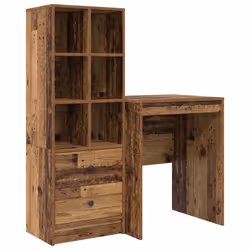 vidaXL Scrivania con Spazio di Archiviazione 2 pcs Legno vecchio - Vista aggiuntiva 2