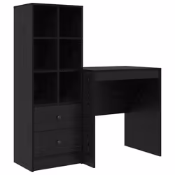 vidaXL Scrivania con Spazio di Archiviazione 2 pcs Rovere nero - Vista aggiuntiva 2