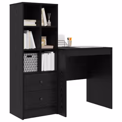 vidaXL Scrivania con Spazio di Archiviazione 2 pcs Rovere nero - Vista aggiuntiva 3
