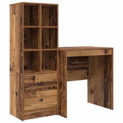 vidaXL Scrivania con Spazio di Archiviazione 2 pcs Legno vecchio - Vista aggiuntiva 2