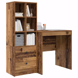 vidaXL Scrivania con Spazio di Archiviazione 2 pcs Legno vecchio - Vista aggiuntiva 3