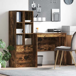 vidaXL Scrivania con Spazio di Archiviazione 2 pcs Rovere fumé