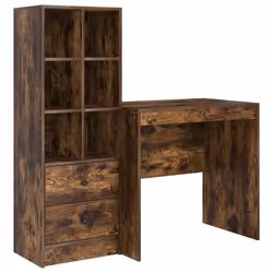vidaXL Scrivania con Spazio di Archiviazione 2 pcs Rovere fumé - Vista aggiuntiva 2