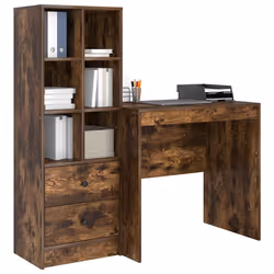 vidaXL Scrivania con Spazio di Archiviazione 2 pcs Rovere fumé - Vista aggiuntiva 3