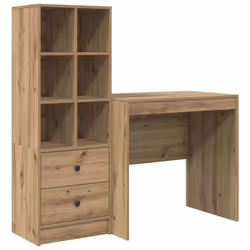 vidaXL Scrivania con Spazio di Archiviazione 2 pcs rovere artigianale - Vista aggiuntiva 2