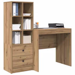 vidaXL Scrivania con Spazio di Archiviazione 2 pcs rovere artigianale - Vista aggiuntiva 3
