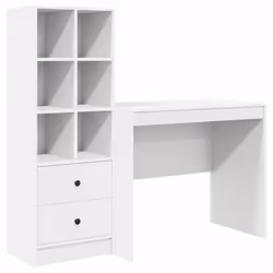 vidaXL Scrivania con Spazio di Archiviazione con cassetto 2 pcs Bianco - Vista aggiuntiva 2