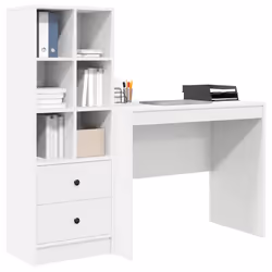 vidaXL Scrivania con Spazio di Archiviazione con cassetto 2 pcs Bianco - Vista aggiuntiva 3