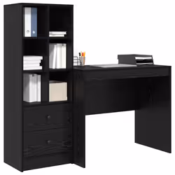 vidaXL Scrivania con Spazio di Archiviazione 2 pcs Rovere nero - Vista aggiuntiva 3