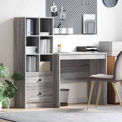 vidaXL Scrivania con Spazio di Archiviazione 2 pcs Grigio sonoma