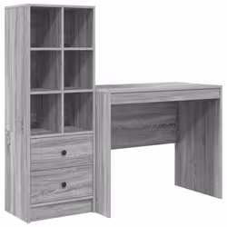 vidaXL Scrivania con Spazio di Archiviazione 2 pcs Grigio sonoma - Vista aggiuntiva 2