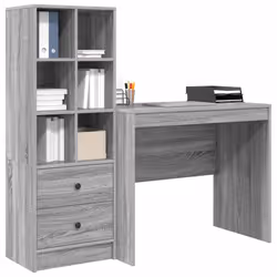 vidaXL Scrivania con Spazio di Archiviazione 2 pcs Grigio sonoma - Vista aggiuntiva 3