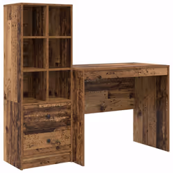 vidaXL Scrivania con Spazio di Archiviazione 2 pcs Legno vecchio - Vista aggiuntiva 2