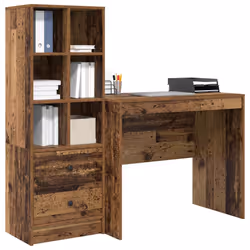 vidaXL Scrivania con Spazio di Archiviazione 2 pcs Legno vecchio - Vista aggiuntiva 3