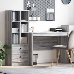 vidaXL Scrivania con Spazio di Archiviazione 2 pcs Grigio sonoma
