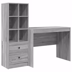 vidaXL Scrivania con Spazio di Archiviazione 2 pcs Grigio sonoma - Vista aggiuntiva 2