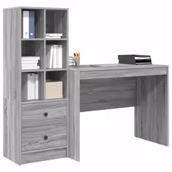 vidaXL Scrivania con Spazio di Archiviazione 2 pcs Grigio sonoma - Vista aggiuntiva 3