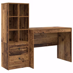 vidaXL Scrivania con Spazio di Archiviazione 2 pcs Legno vecchio - Vista aggiuntiva 2