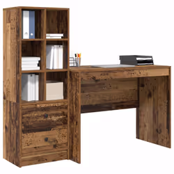 vidaXL Scrivania con Spazio di Archiviazione 2 pcs Legno vecchio - Vista aggiuntiva 3