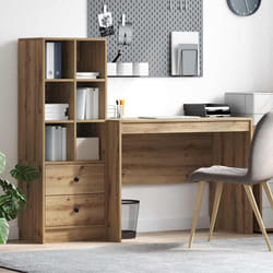 vidaXL Scrivania con Spazio di Archiviazione 2 pcs rovere artigianale