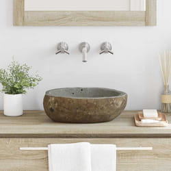 vidaXL Lavabo Grigio chiaro (30-37) x (25-30) x 12 cm Pietra di Fiume